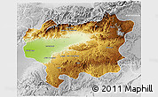 Physical 3D Map of Taroudant, lighten, desaturated