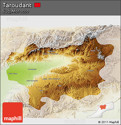 Physical 3D Map of Taroudant, lighten