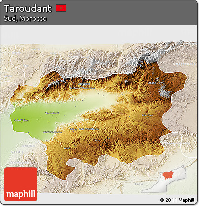 Physical 3D Map of Taroudant, lighten