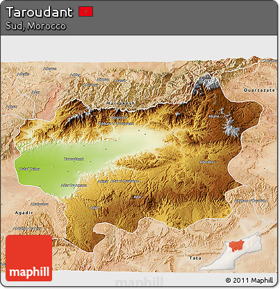 Physical 3D Map of Taroudant, satellite outside