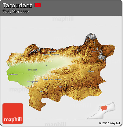 Physical 3D Map of Taroudant, single color outside