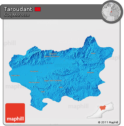 Political 3D Map of Taroudant, cropped outside
