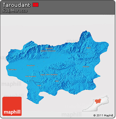Political 3D Map of Taroudant, cropped outside