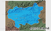 Political 3D Map of Taroudant, darken, semi-desaturated