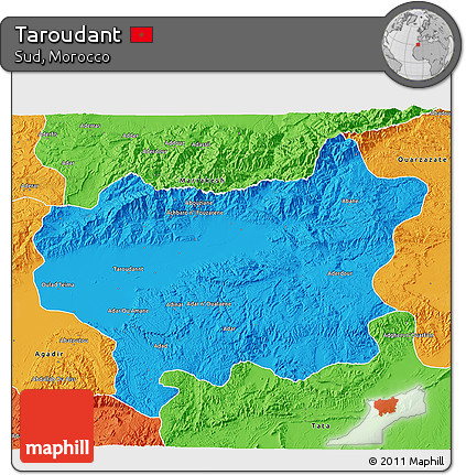 Political 3D Map of Taroudant
