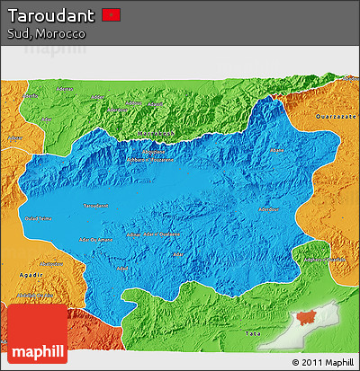 Political 3D Map of Taroudant