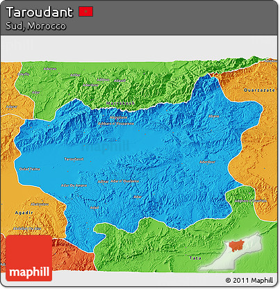 Political 3D Map of Taroudant