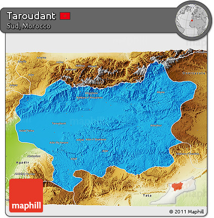 Political 3D Map of Taroudant, physical outside