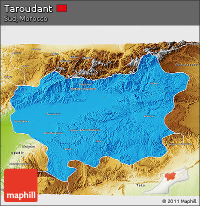 Political 3D Map of Taroudant, physical outside