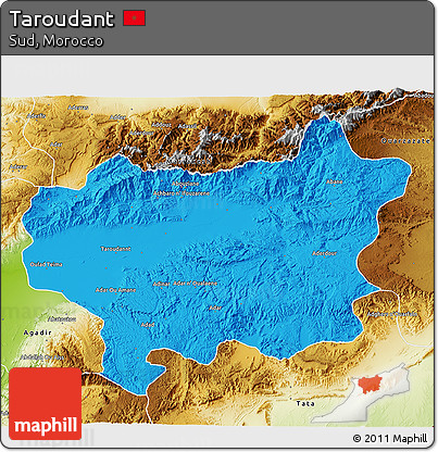 Political 3D Map of Taroudant, physical outside
