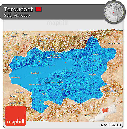 Political 3D Map of Taroudant, satellite outside