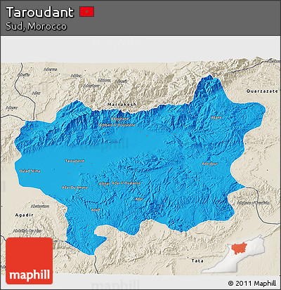 Political 3D Map of Taroudant, shaded relief outside
