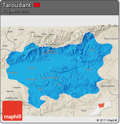 Political 3D Map of Taroudant, shaded relief outside