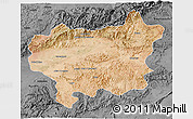Satellite 3D Map of Taroudant, darken, desaturated