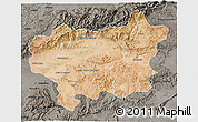 Satellite 3D Map of Taroudant, darken, semi-desaturated