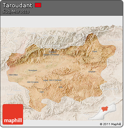 Satellite 3D Map of Taroudant, lighten