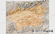 Satellite 3D Map of Taroudant, semi-desaturated