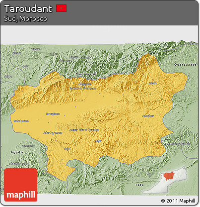 Savanna Style 3D Map of Taroudant