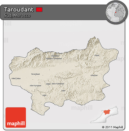 Shaded Relief 3D Map of Taroudant, cropped outside