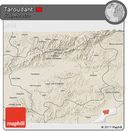 Shaded Relief 3D Map of Taroudant