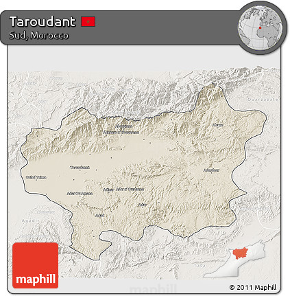 Shaded Relief 3D Map of Taroudant, lighten