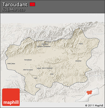 Shaded Relief 3D Map of Taroudant, lighten