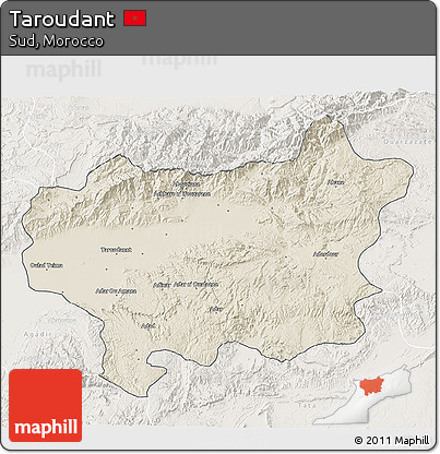 Shaded Relief 3D Map of Taroudant, lighten