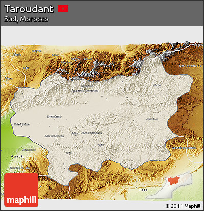 Shaded Relief 3D Map of Taroudant, physical outside