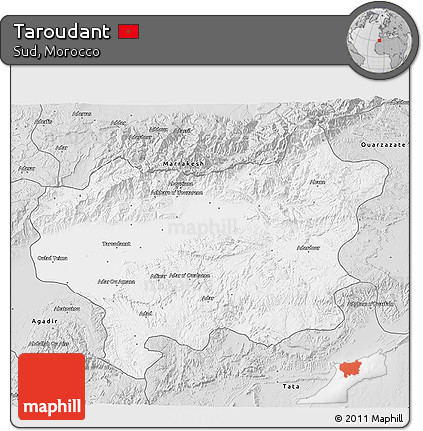Silver Style 3D Map of Taroudant