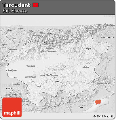 Silver Style 3D Map of Taroudant