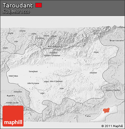 Silver Style 3D Map of Taroudant