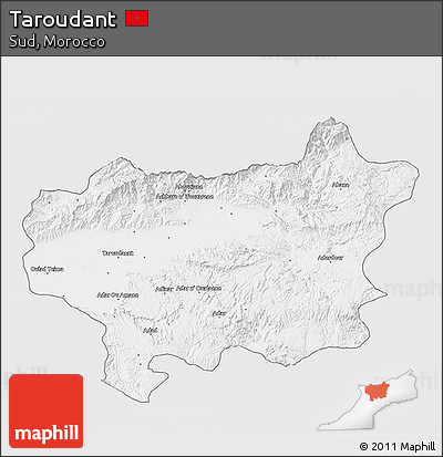 Silver Style 3D Map of Taroudant, single color outside