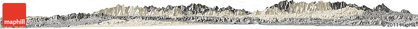 Shaded Relief Horizon Map of Taroudant, darken, semi-desaturated
