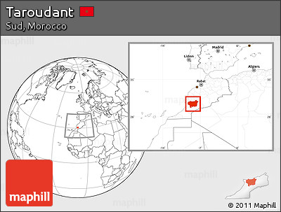 Blank Location Map of Taroudant, within the entire country