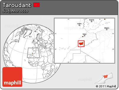 Blank Location Map of Taroudant, within the entire country