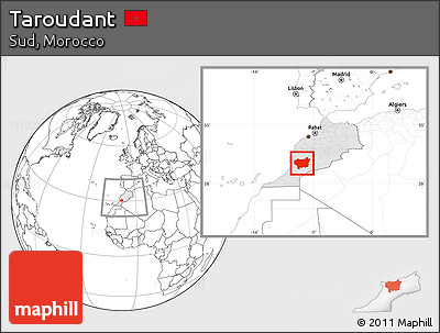 Blank Location Map of Taroudant, highlighted country, within the entire country