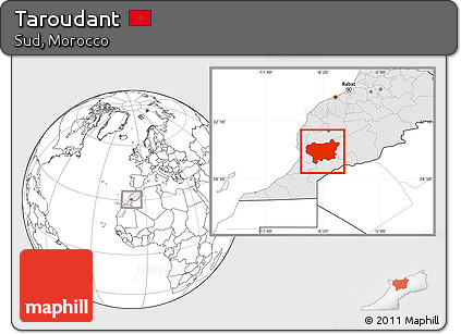 Blank Location Map of Taroudant, highlighted country