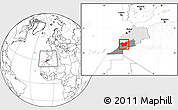 Blank Location Map of Taroudant, highlighted country, highlighted parent region, within the entire country