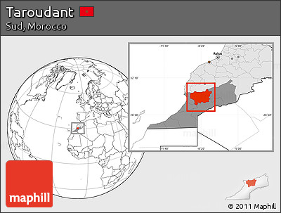 Blank Location Map of Taroudant, highlighted country, highlighted parent region