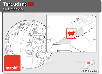 Blank Location Map of Taroudant, highlighted parent region