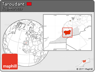 Blank Location Map of Taroudant, highlighted parent region