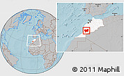 Gray Location Map of Taroudant, highlighted country, within the entire country, hill shading