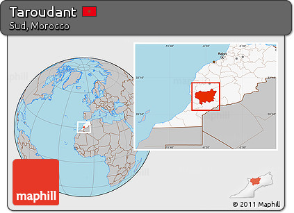 Gray Location Map of Taroudant, highlighted country