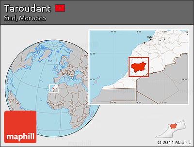 Gray Location Map of Taroudant, highlighted country
