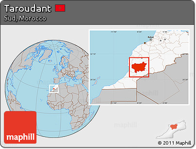 Gray Location Map of Taroudant, highlighted country
