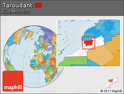 Political Location Map of Taroudant, highlighted parent region