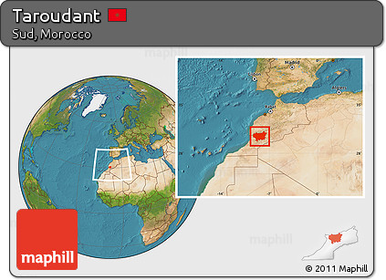 Satellite Location Map of Taroudant, within the entire country
