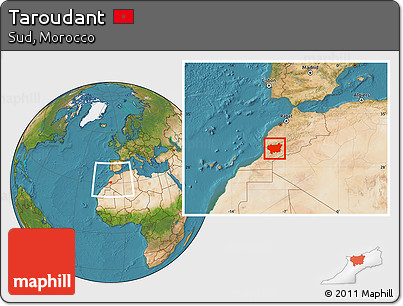 Satellite Location Map of Taroudant, within the entire country