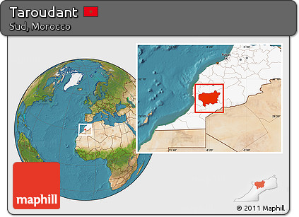 Satellite Location Map of Taroudant, highlighted country