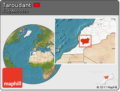 Satellite Location Map of Taroudant, highlighted country